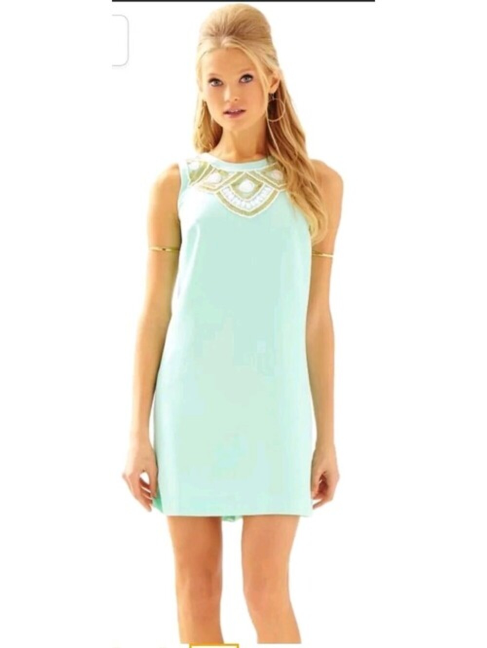 Lilly Pulitzer Medium Sabrina Shift Dress Poolside Blu Blue Turquoise Beaded